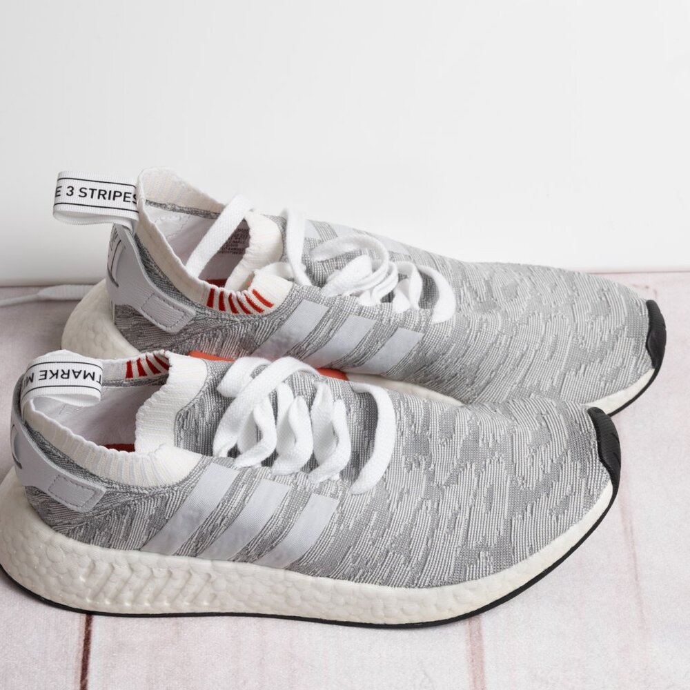 Adidas Mens Size 8NMD R2 Primeknit Running White 2017 BY9410